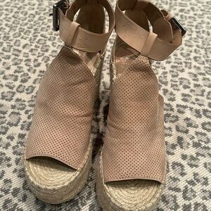 Marc Fisher Tan Perforated Espadrille Sandals